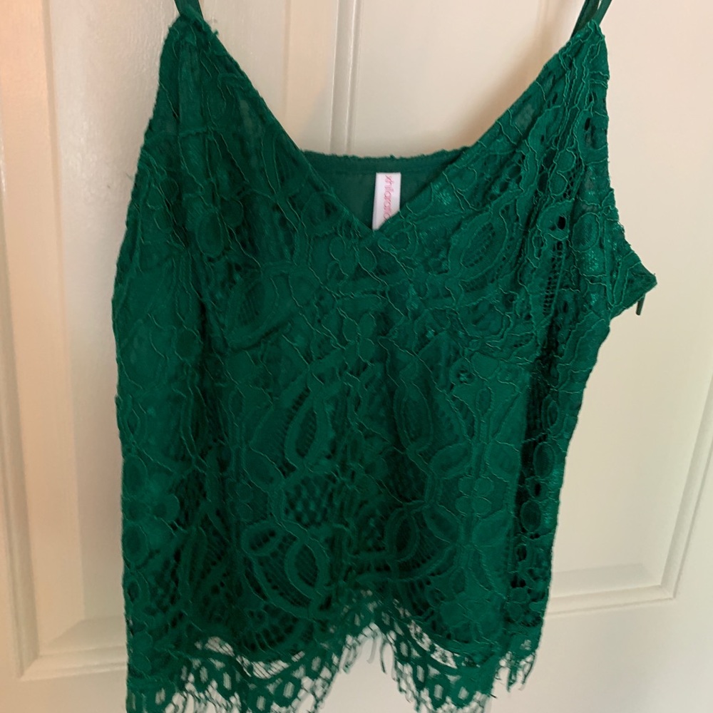 Green lace tank